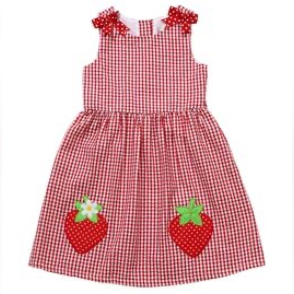 Counting Daisies Red Plaid Seersucker Girl Dress Size 18 months